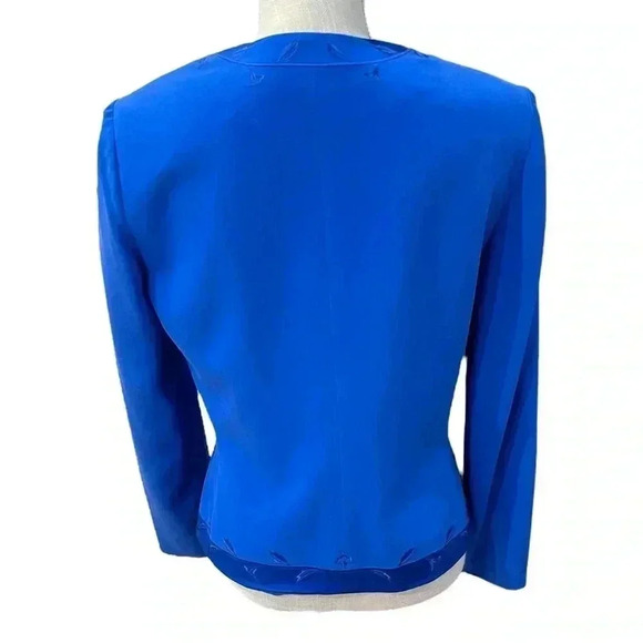Adrianna Papell Blue 100% Silk Button Front Blazer Jacket Women’s size 8 - Picture 2 of 14